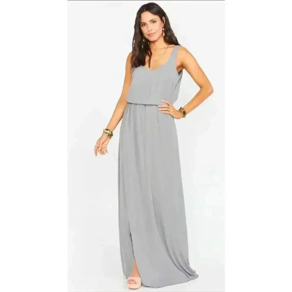 SHOW ME YOUR MUMU - Kendall Maxi Dress Soft Charcoal Crisp - Small - NWT - Picture 3 of 6